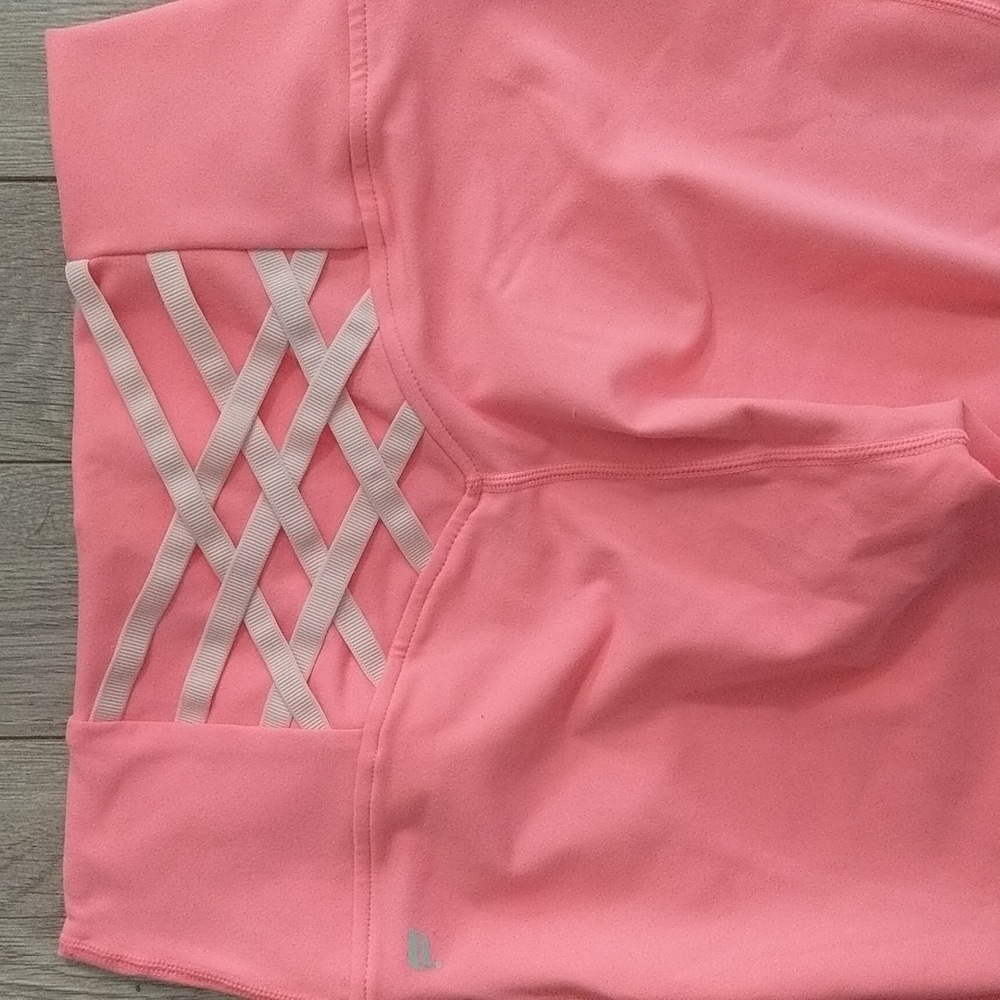 Neon pinkish orange power hold fabletics
